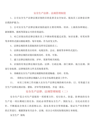 安全生产法律、法规管理制度