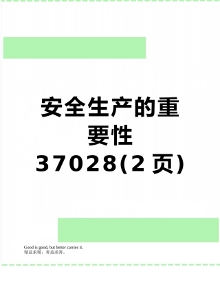 安全生产的重要性37028