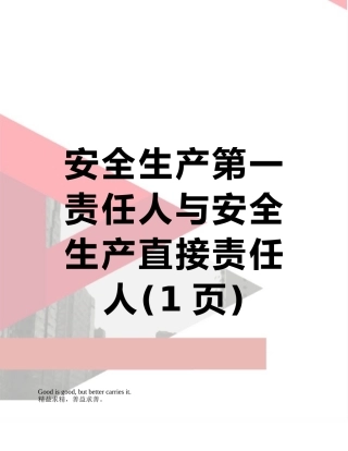 安全生产第一责任人与安全生产直接责任人