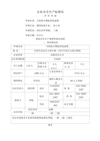 安全生产评审表