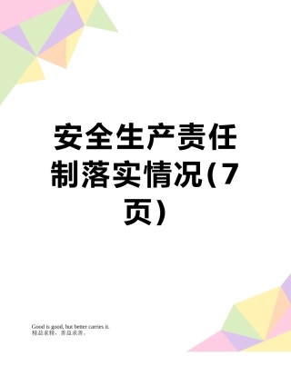 安全生产责任制落实情况
