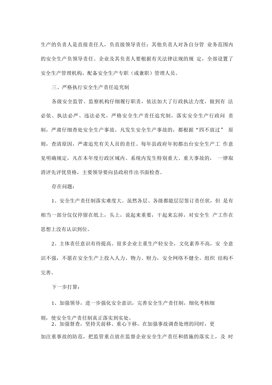 安全生产责任制落实情况报告_第2页