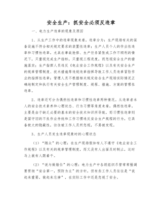 安全生产：抓安全必须反违章