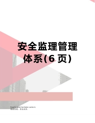 安全监理管理体系