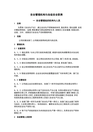 安全管理机构和各级安全职责
