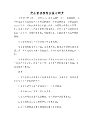 安全管理机构设置与职责