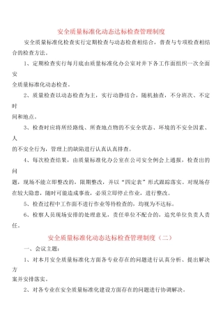 安全质量标准化动态达标检查管理制度