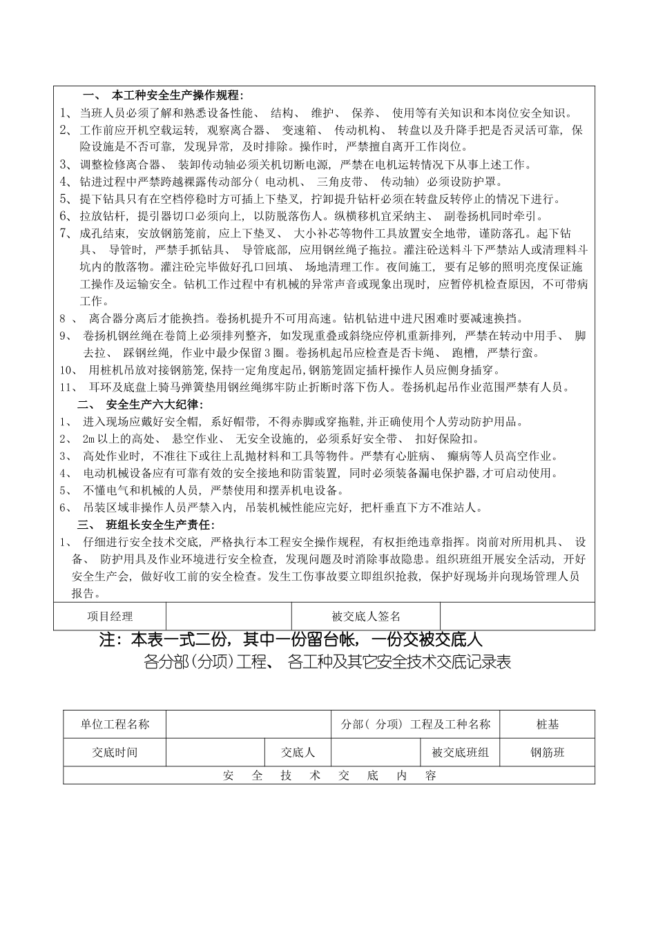 安全资料台帐之四分部分项工程安全技术交底模板_第3页