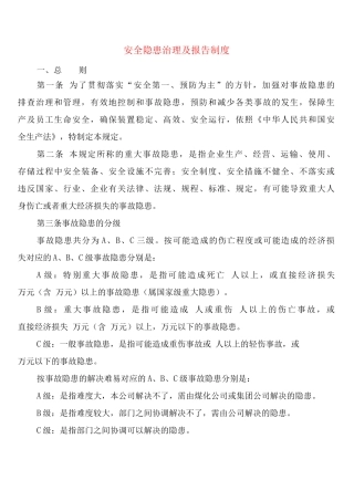 安全隐患治理及报告制度
