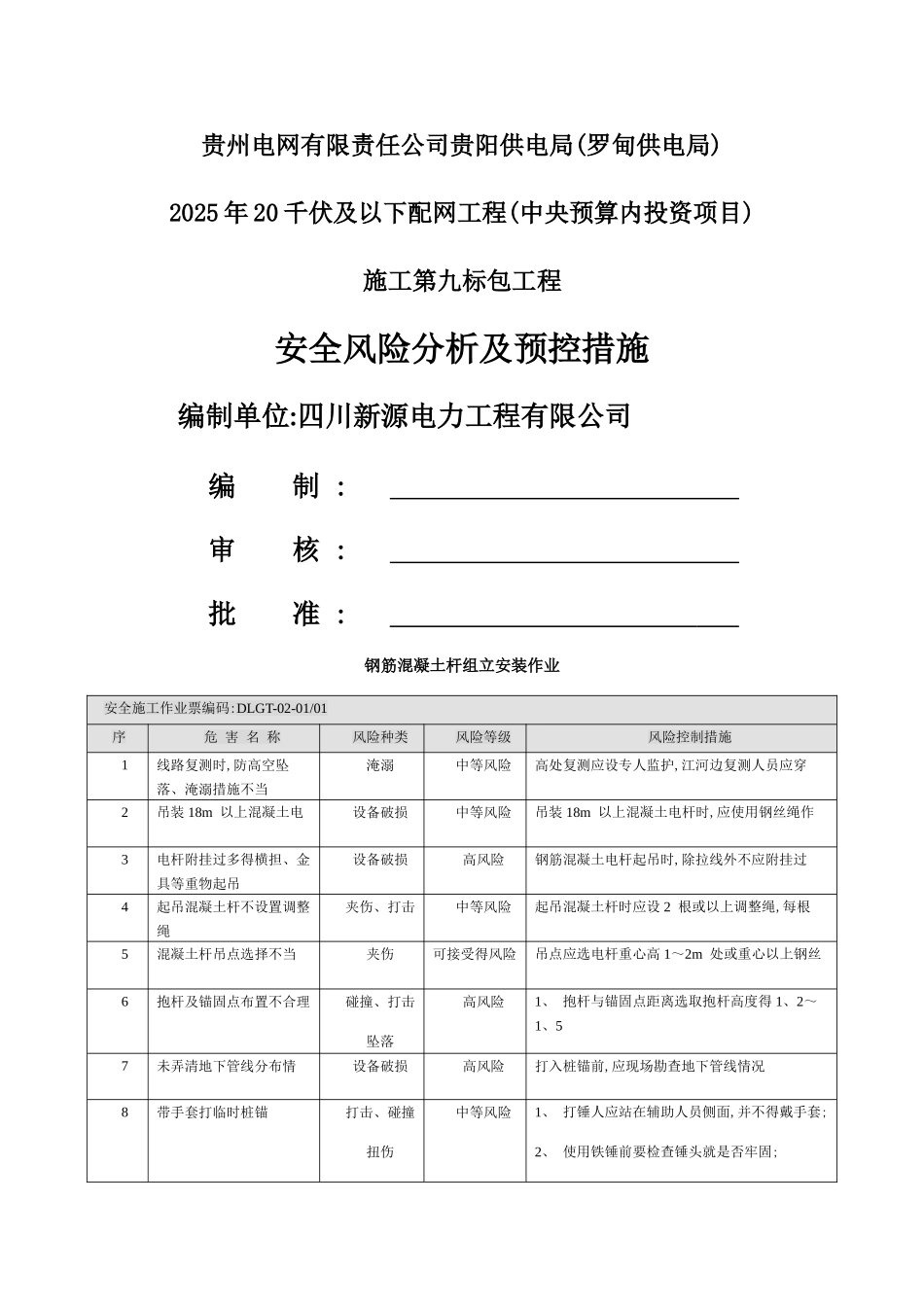安全风险分析及预控措施_第1页