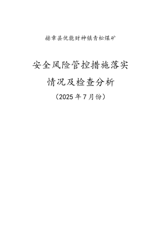 安全风险管控措施落实情况及检查分析