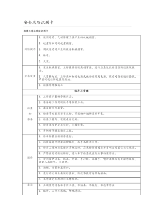 安全风险识别卡