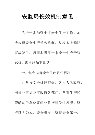 安监局长效机制意见