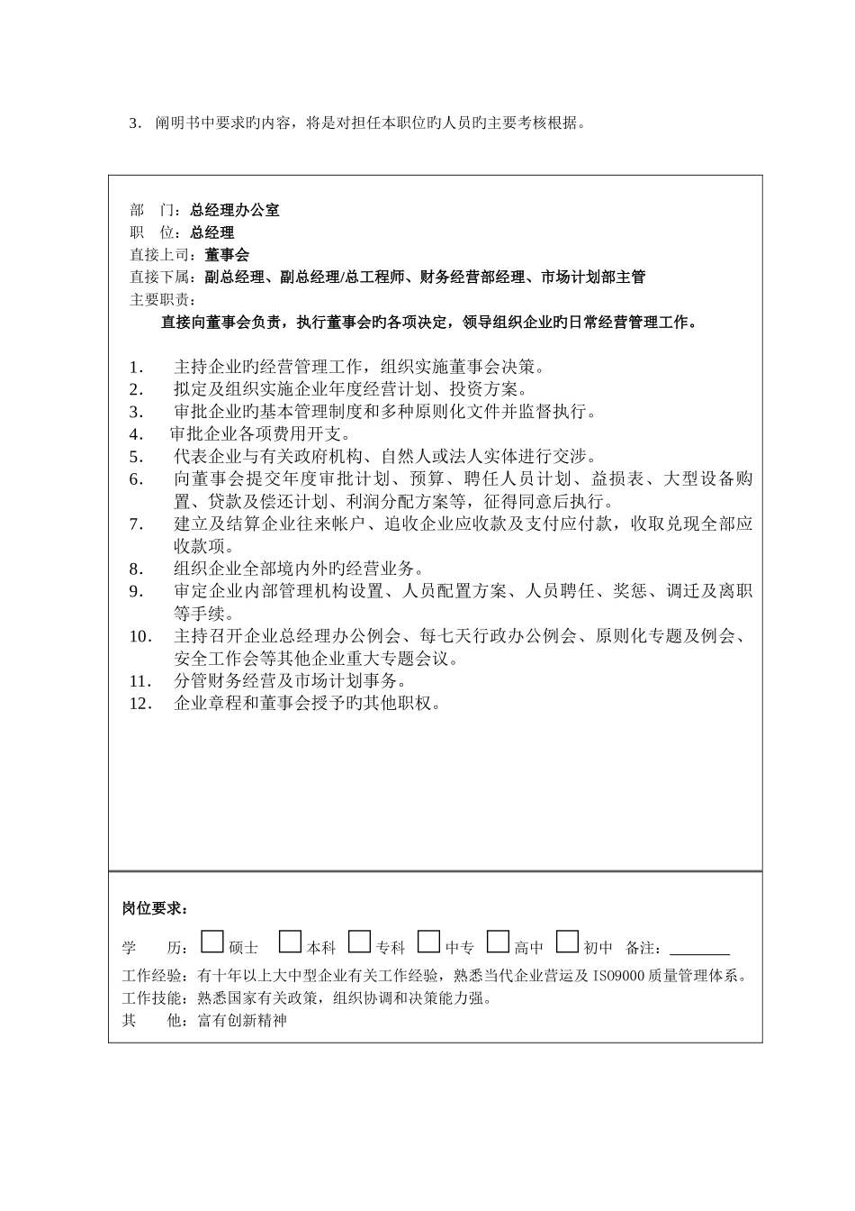 实业公司年度职位说明书细则_第2页