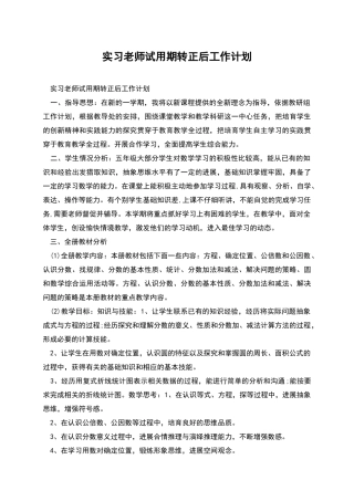 实习教师试用期转正后工作计划