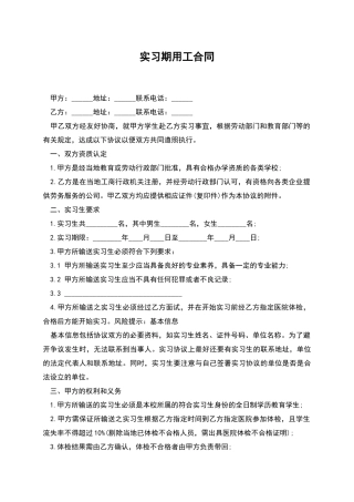实习期用工合同