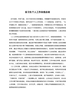 实习生个人工作自我总结