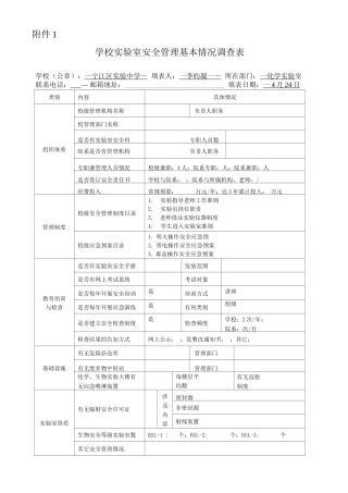 实验中学学校实验室安全管理基本情况调查表