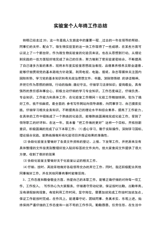 实验室个人年终工作总结
