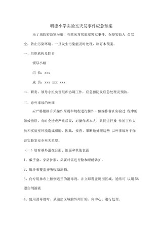 实验室突发事件应急预案