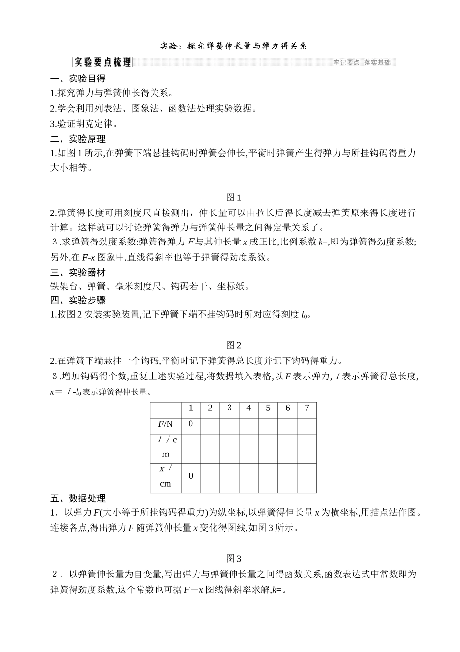 实验：探究弹簧伸长量与弹力的关系_第1页