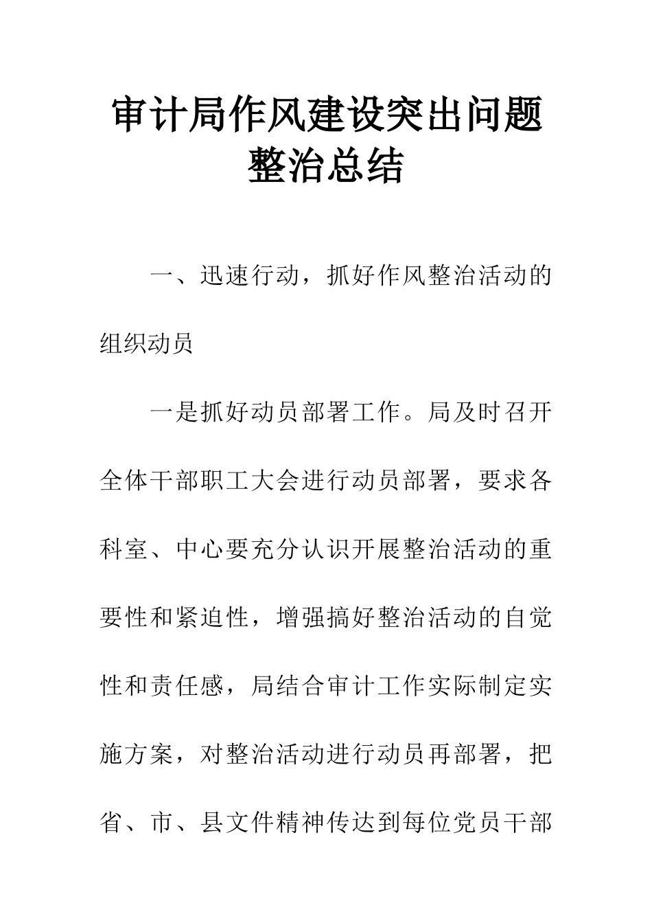 审计局作风建设突出问题整治总结_第1页