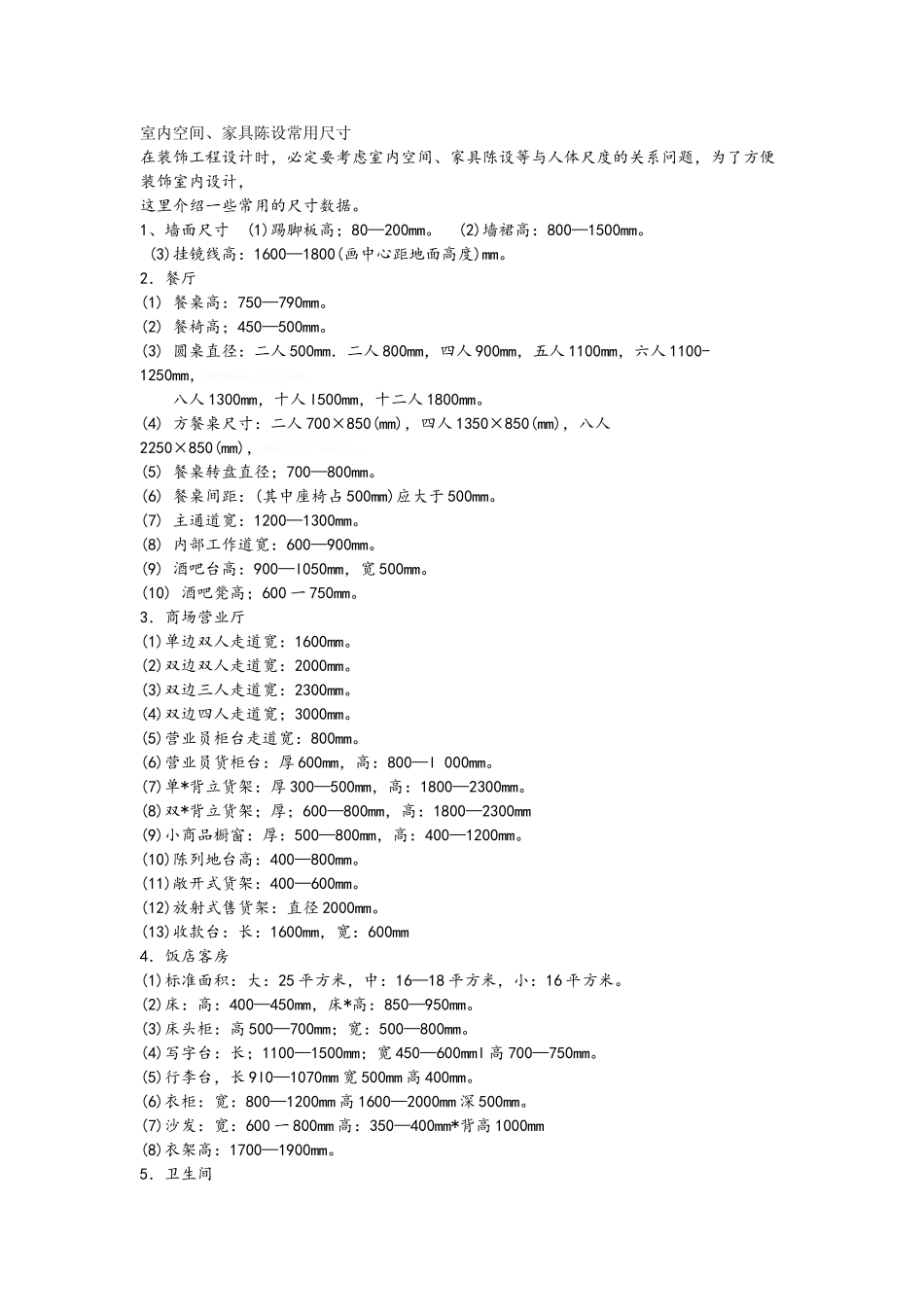 室内空间常用尺寸_第1页