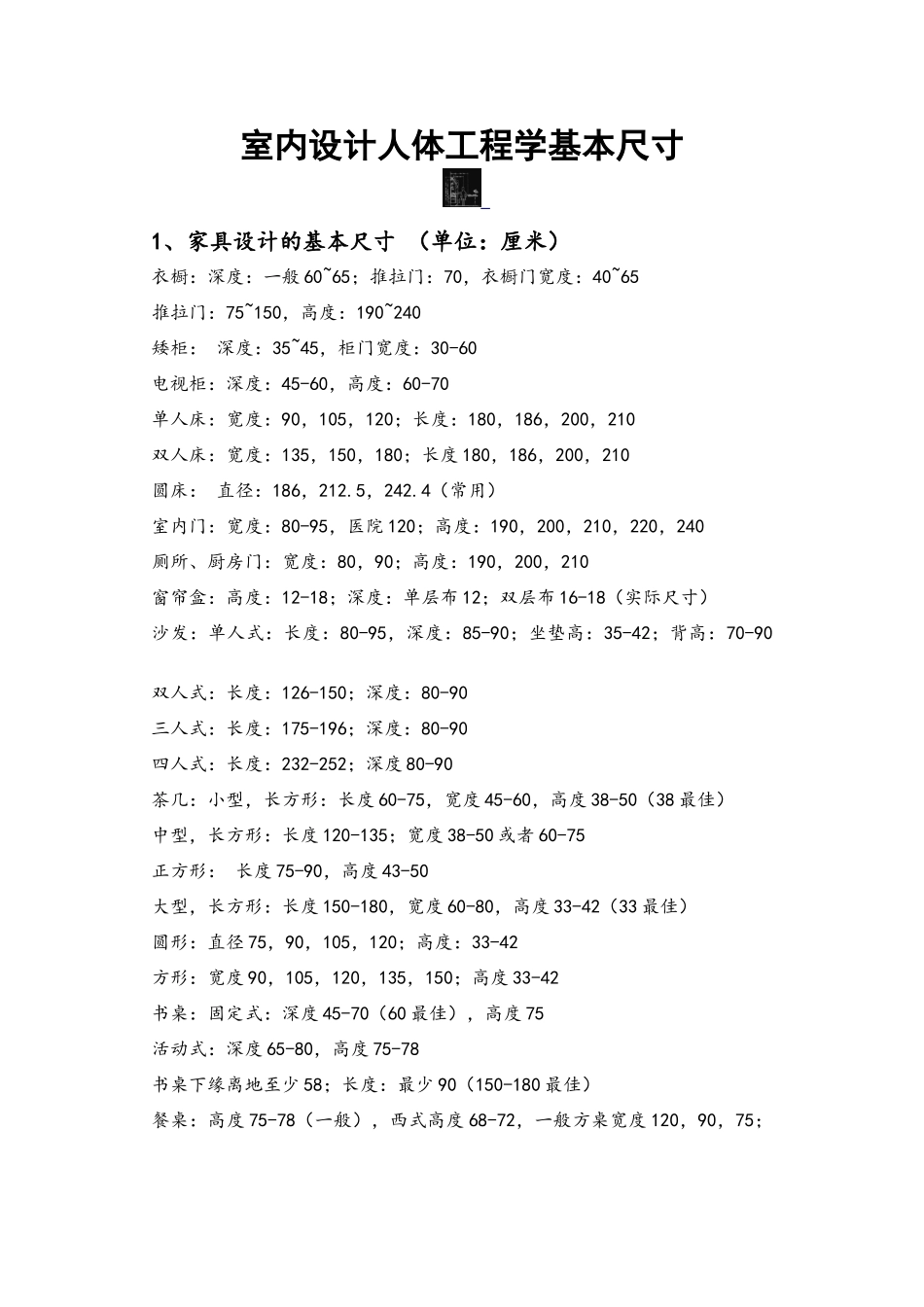 室内设计人体工程学基本尺寸_第1页