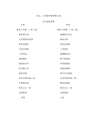 宴会、大型接待餐供餐方案