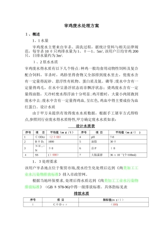 宰鸡废水处理方案