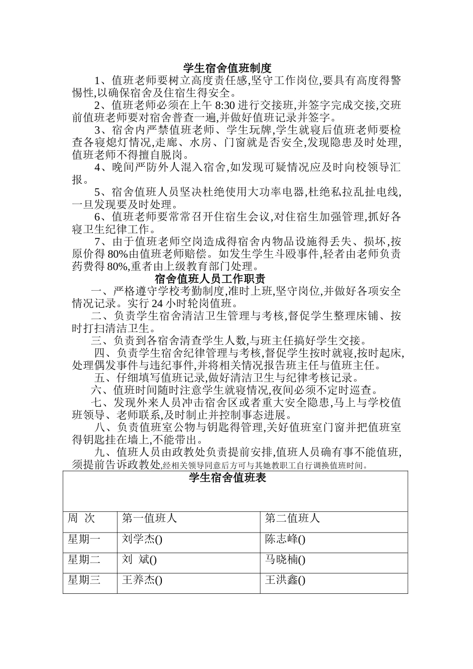 宿舍值班制度_第1页