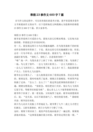 寒假23事作文600字7篇