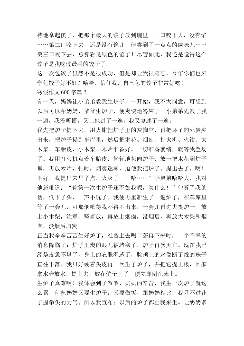 寒假作文600字推荐7篇_第2页