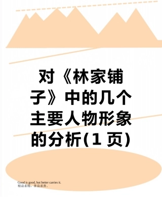 对《林家铺子》中的几个主要人物形象的分析