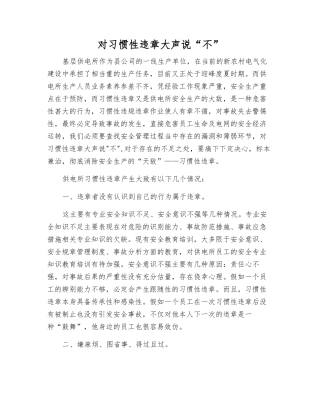 对习惯性违章大声说“不”