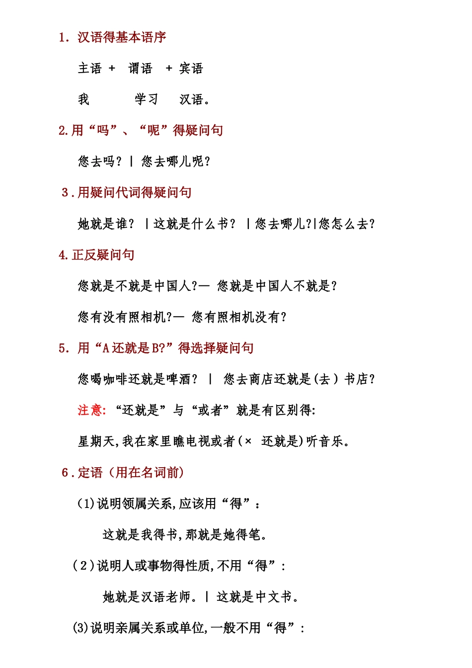 对外汉语教学的的40个语法点_第1页