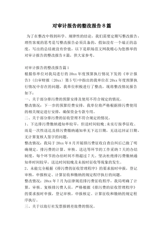 对审计报告的整改报告8篇