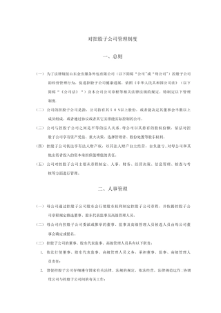 对控股子公司管理制度