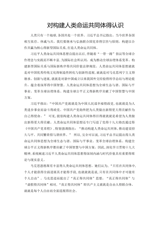 对构建人类命运共同体的认识
