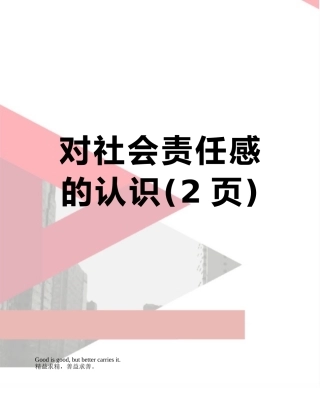 对社会责任感的认识