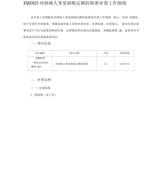 对纳税人变更纳税定额的核准审查工作细则