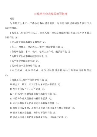 对违章作业表现的处罚制度