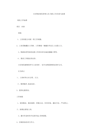 小区物业绿化管理人员：绿化工作内容与标准