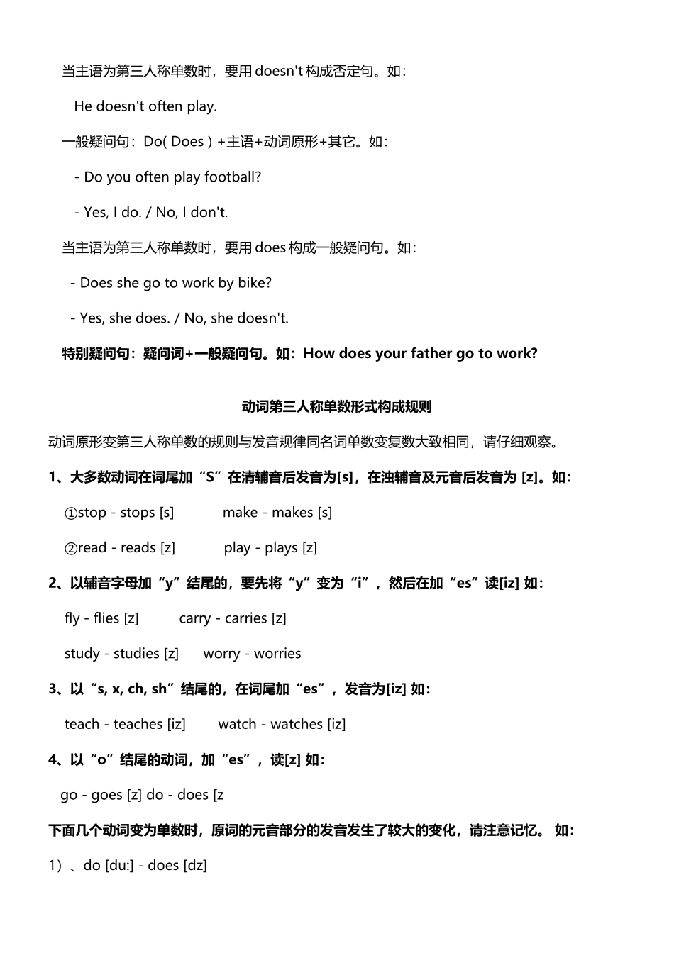 小学一般现在时讲解及练习题_第3页