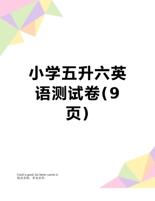 小学五升六英语测试卷