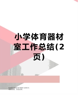小学体育器材室工作总结
