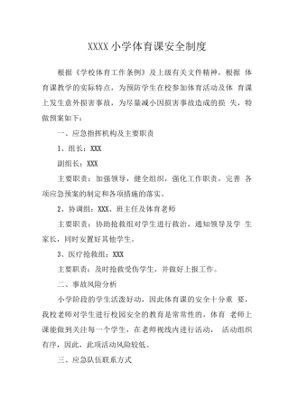 小学体育课安全制度