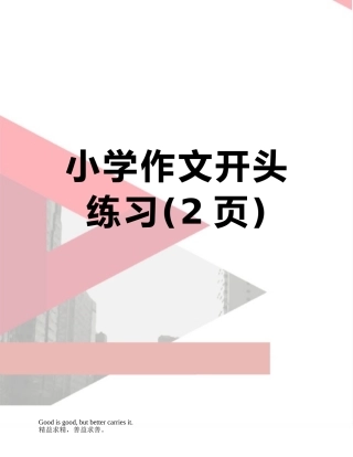 小学作文开头---练习