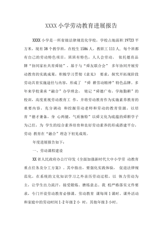 小学劳动教育发展报告