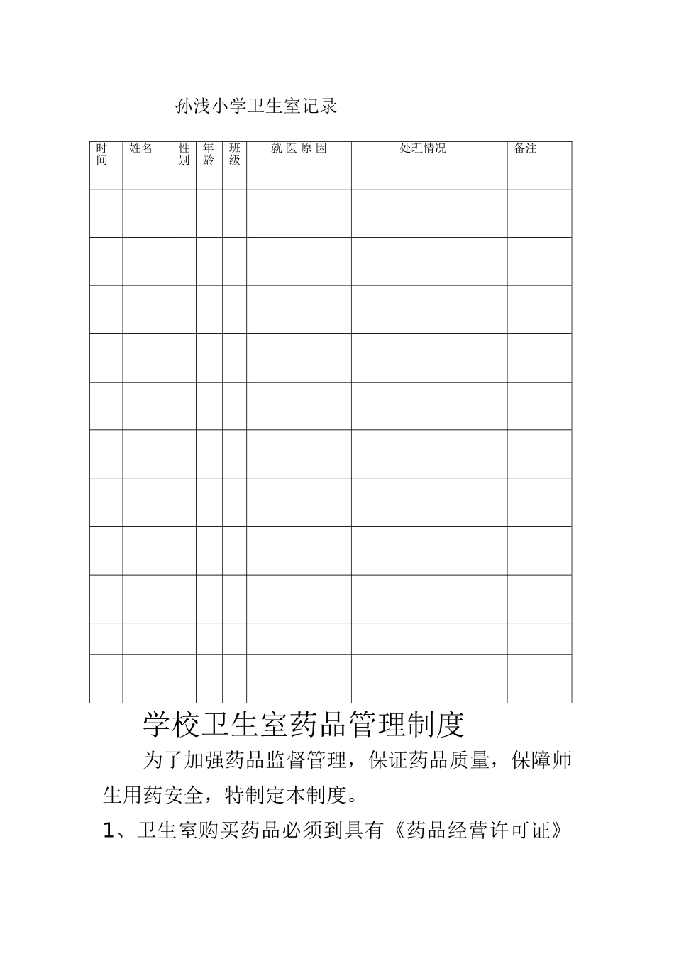 小学卫生室记录_第1页